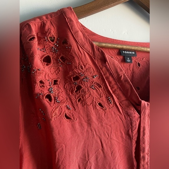 Torrid - Copper Challis Beaded Top - Picture 3 of 11